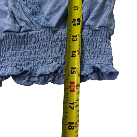 Forever 21 Blue Long Sleeve Crop Top Women's Size Small | 42-1-2 - Picture 4 of 5